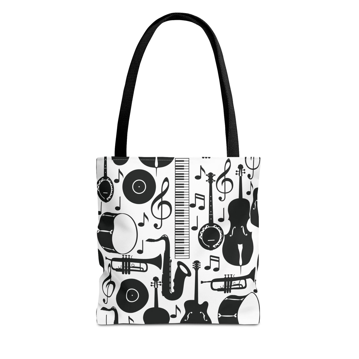 Retro Vintage Monochrome Musical Instruments Tote Bag