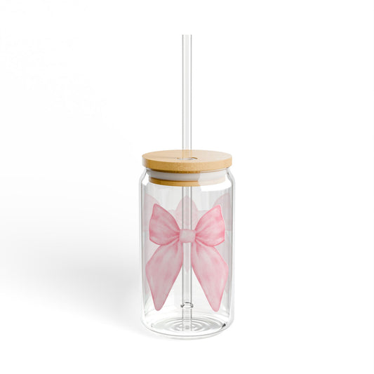 Pink Ribbon Sipper Glass
