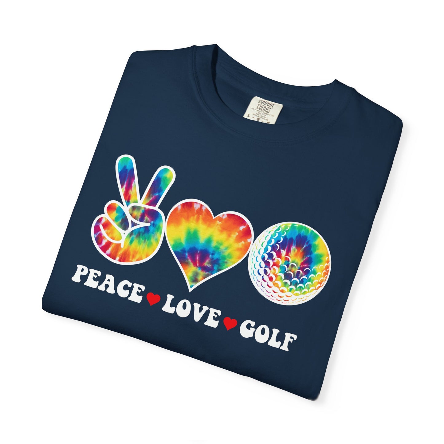 Peace Love Golf T-shirt, Funny Tee, Hippie Golf Tee, Tie Dye Golf Shirt