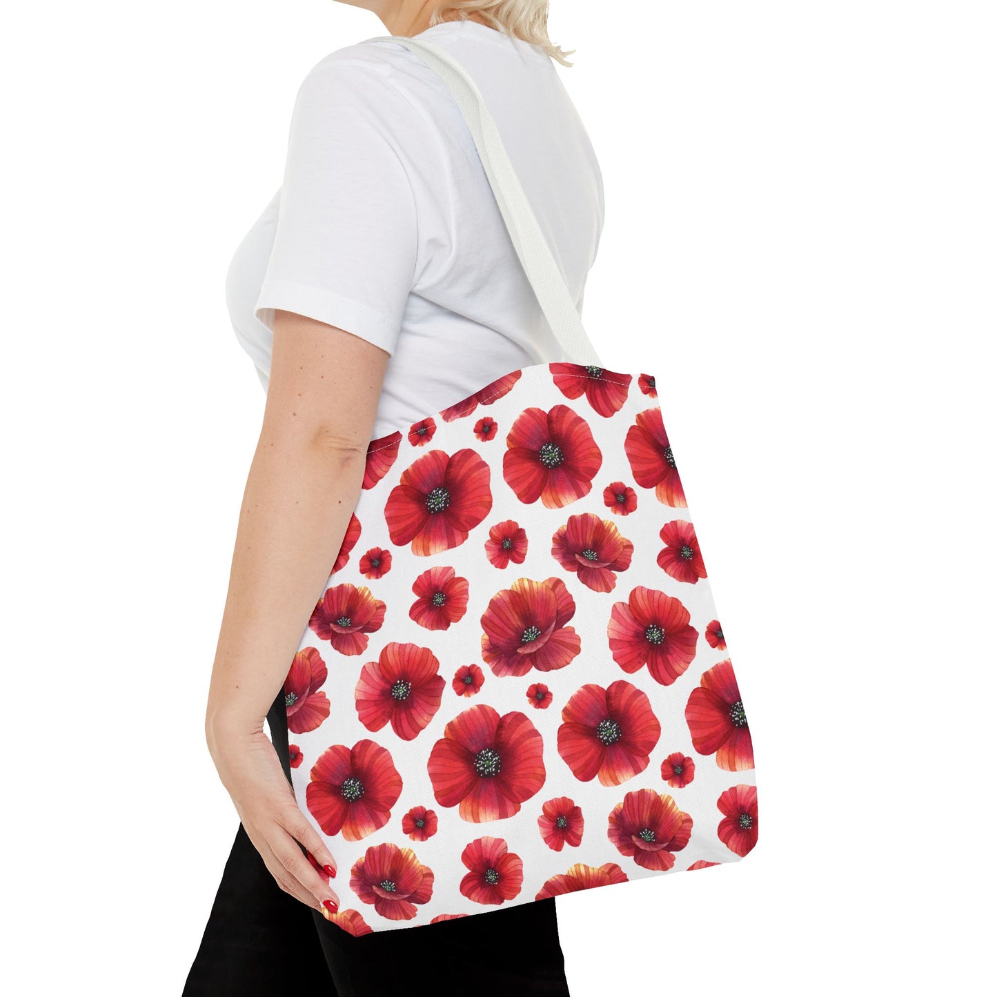 Poppies Floral Tote Bag, Beach Bag, Grocery Bag, Summer Vibe Tote, Market Bag, Reusable Tote Bag, Poppy Flower, Red Poppies