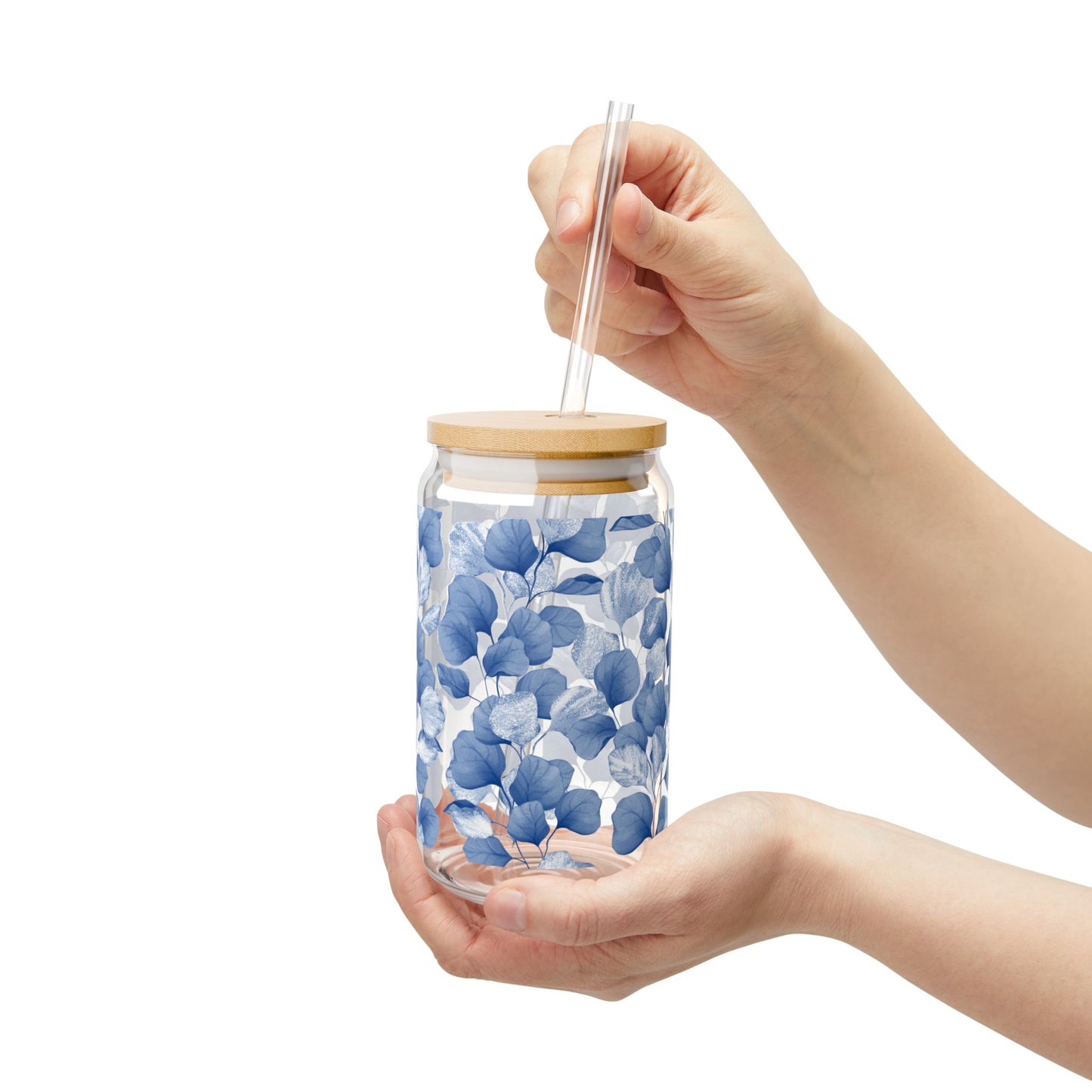 Blue Flower Petals Sipper Glass at Orange Moons