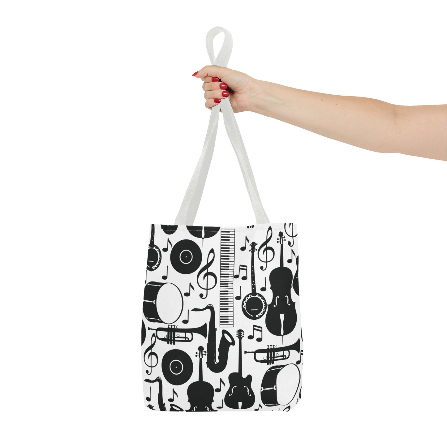 Retro Vintage Monochrome Musical Instruments Tote Bag