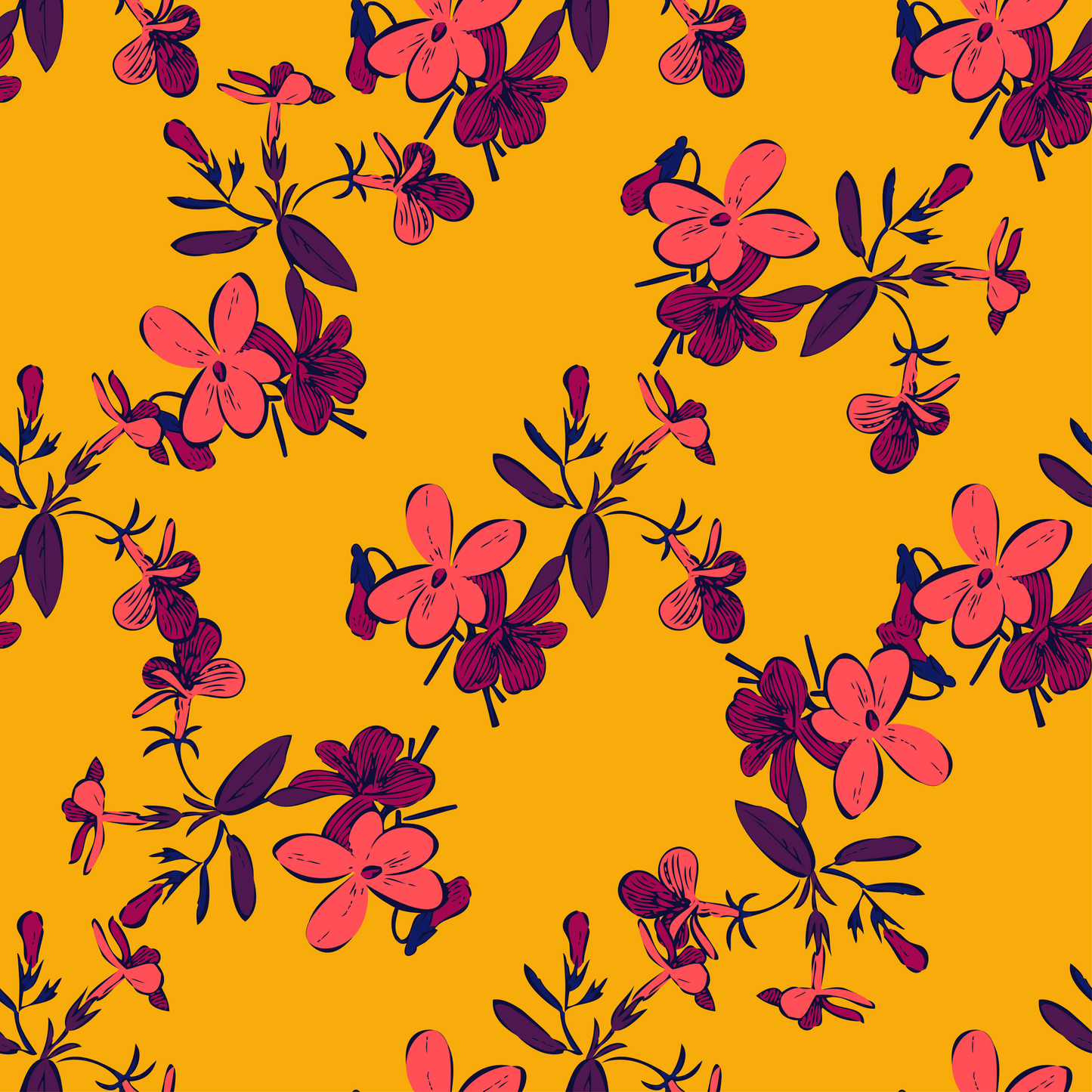 Retro Tropical Flowers Floral Tote Bag