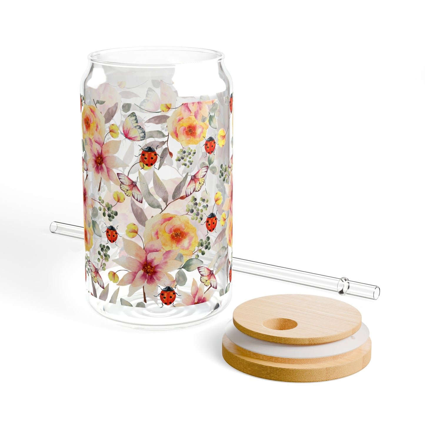 Seamless Floral Pattern Sipper Glass
