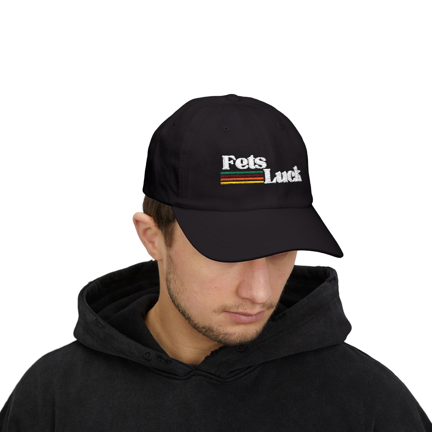 Fets Luck ~ Cute play on "Let's Fuck" - Luxurious Embroidered Classic Adjustable Cap, Casual Unisex Embroidery Baseball Cap, Trucker Hat