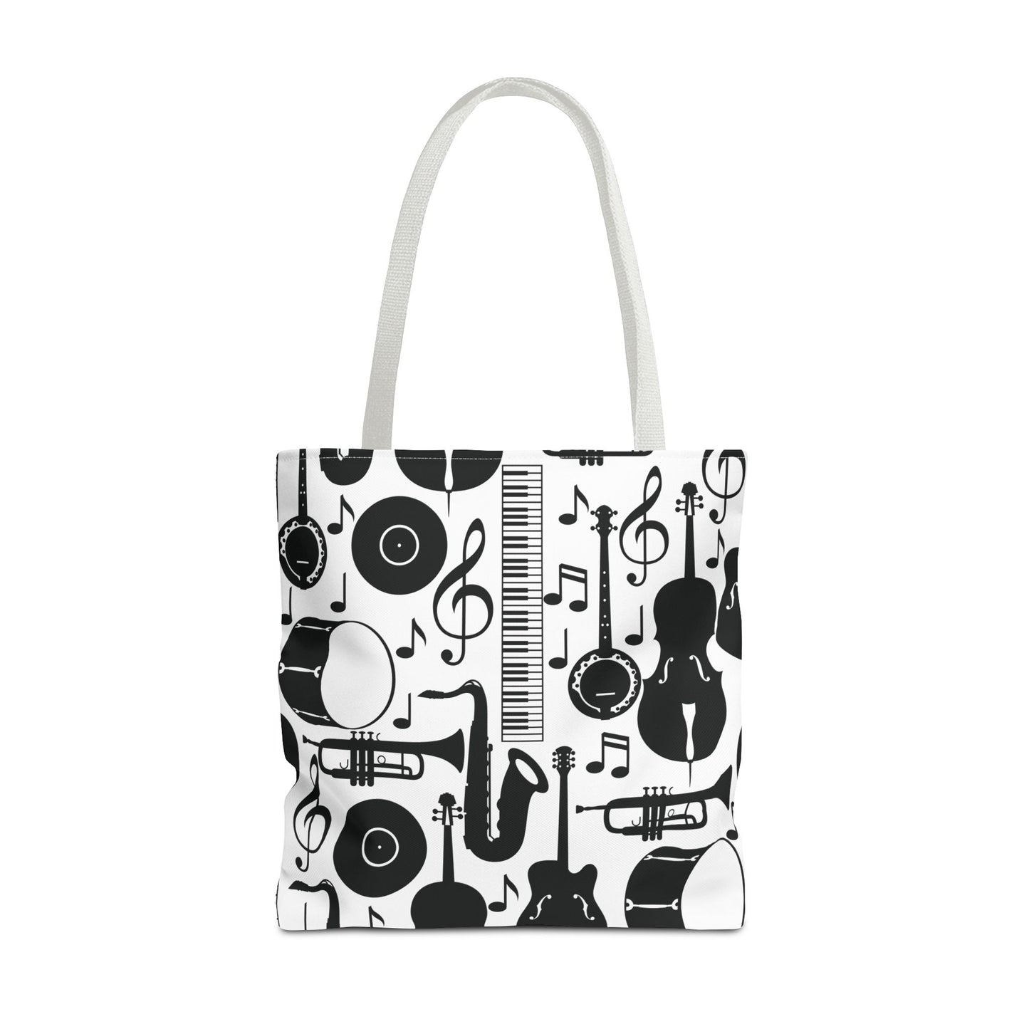 Retro Vintage Monochrome Musical Instruments Tote Bag
