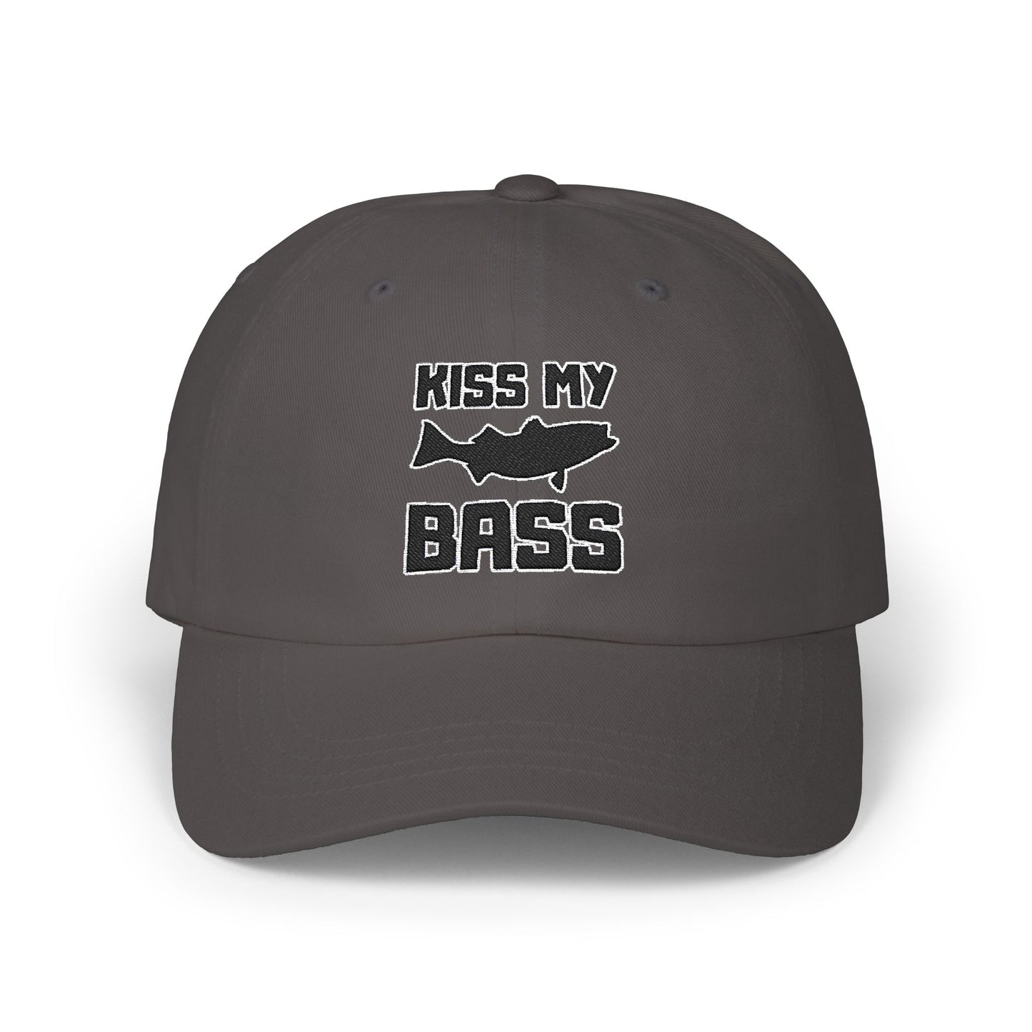 Kiss My Bass - Fishing Hat, Luxurious Embroidered Classic Adjustable Cap, Unisex Embroidery Baseball Cap, Trucker Hat