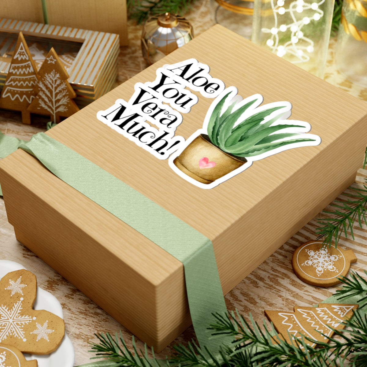 Aloe You Vera Much Plant Kiss-Cut Stickers, Cute Succulent, Laptop Décor, Nature Lover Gift, Fun Home Decor, Greenery Sticker Pack