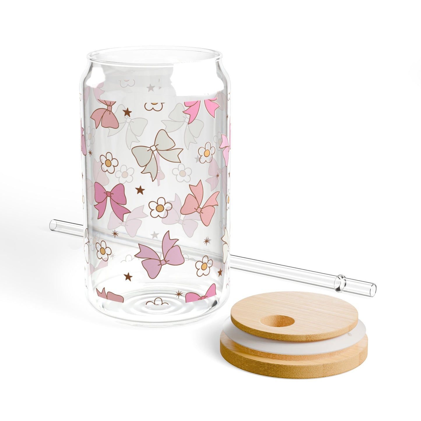 Pink ribbon pattern Sipper glass at Orange Moon