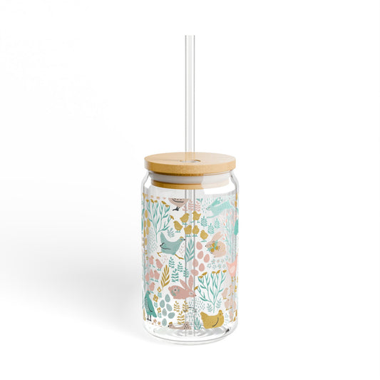 Floral Animal Sipper Glass