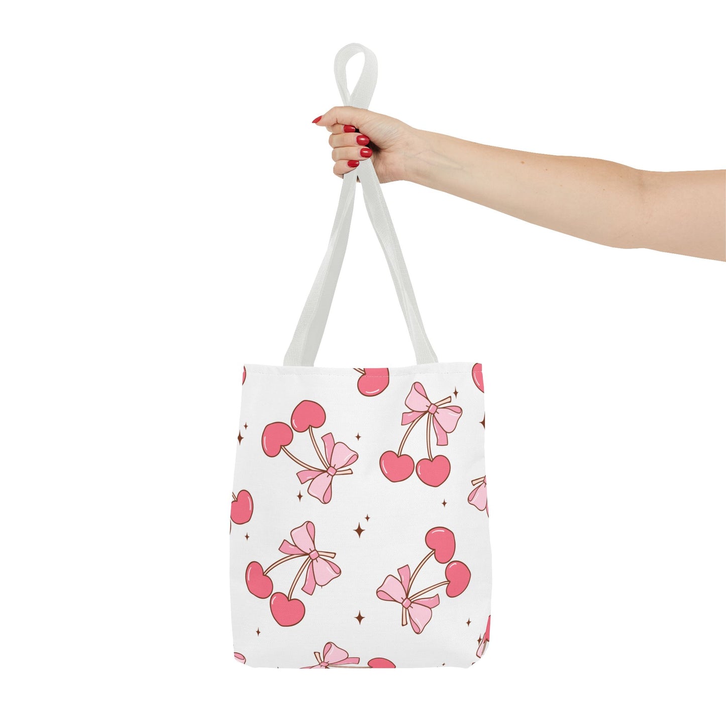 Coquette Pink Bows & Cherries Tote Bag