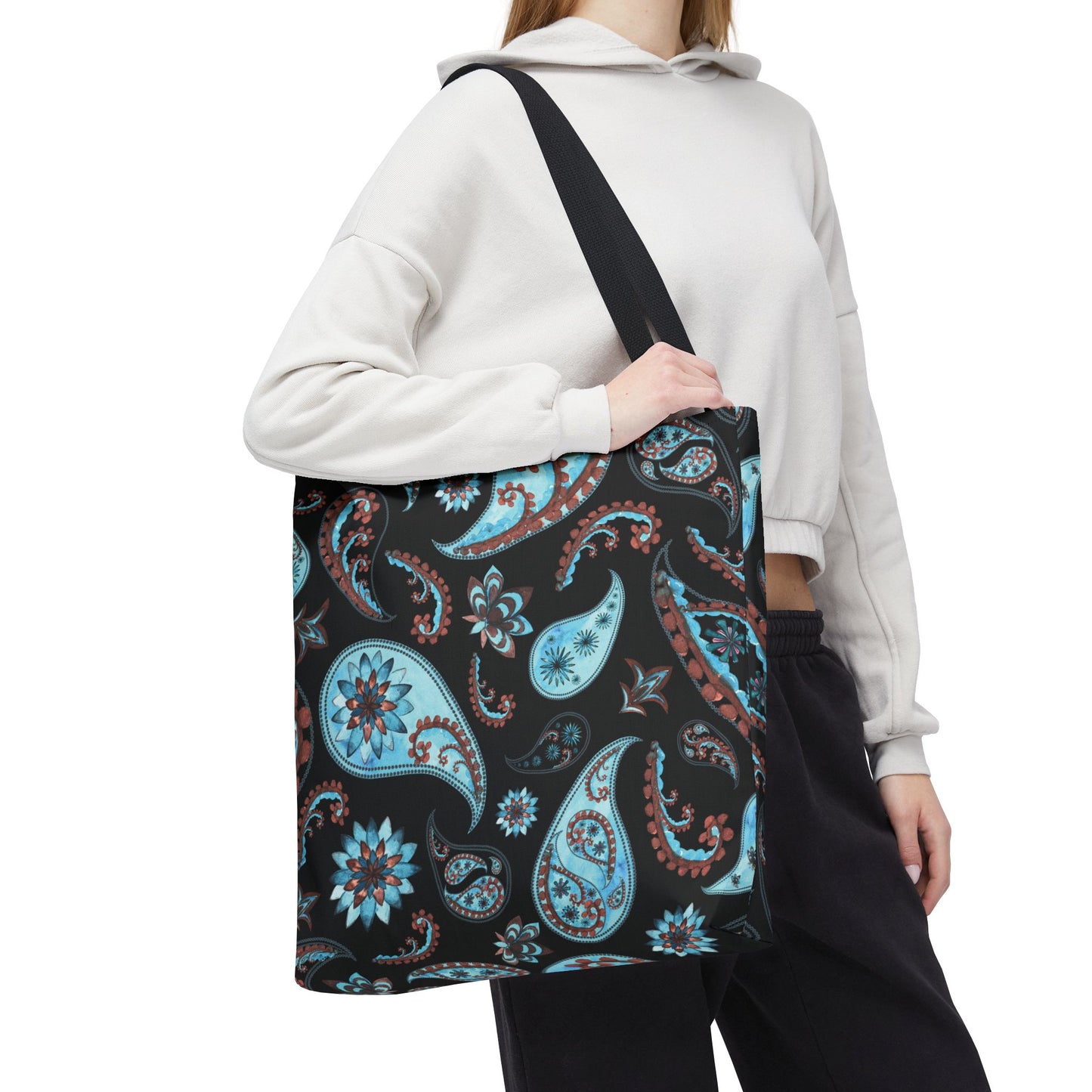 Turquoise Paisley Tote Bag