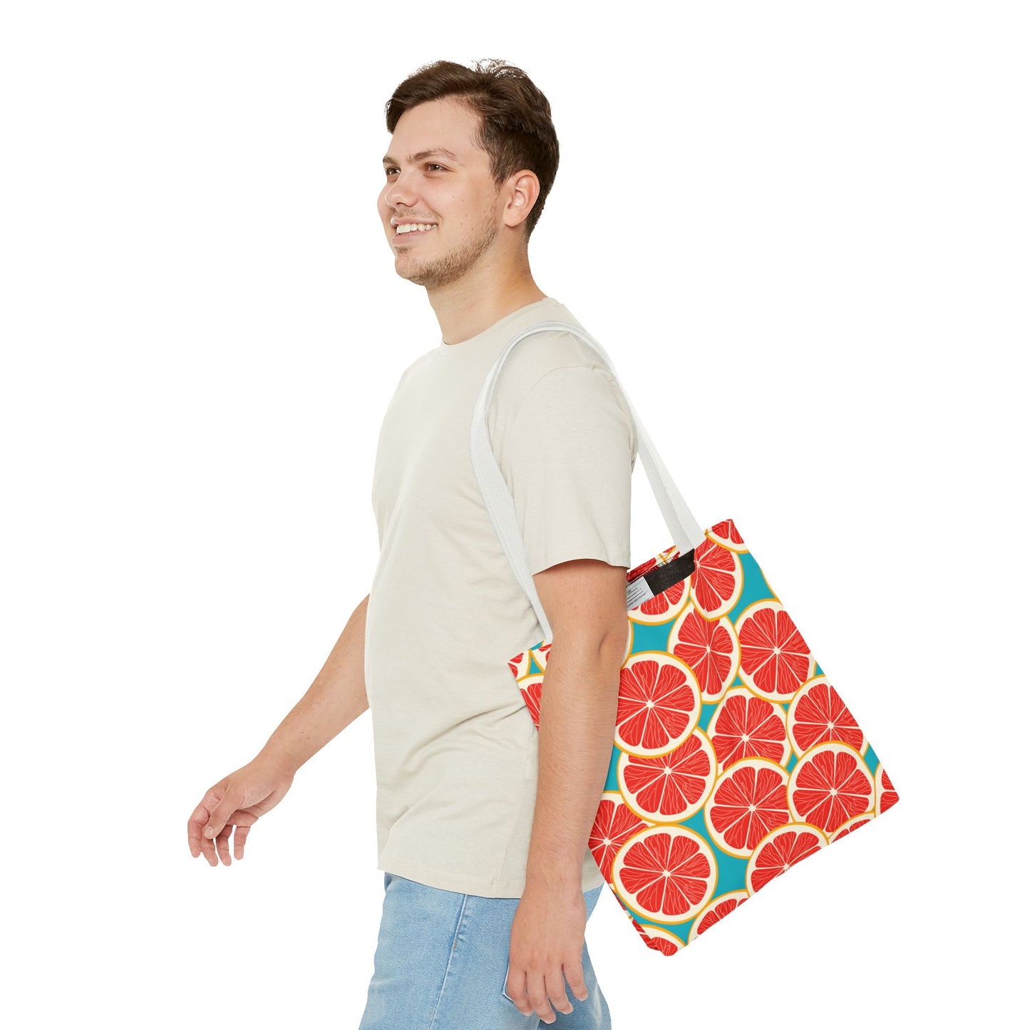 Pink Grapefruit Citrus Fruit Tote Bag, Beach Bag, Grocery Bag, Summer Tote, Reusable Tote Bag, Picnic, Italian Countryside Vibe, Grape Fruit