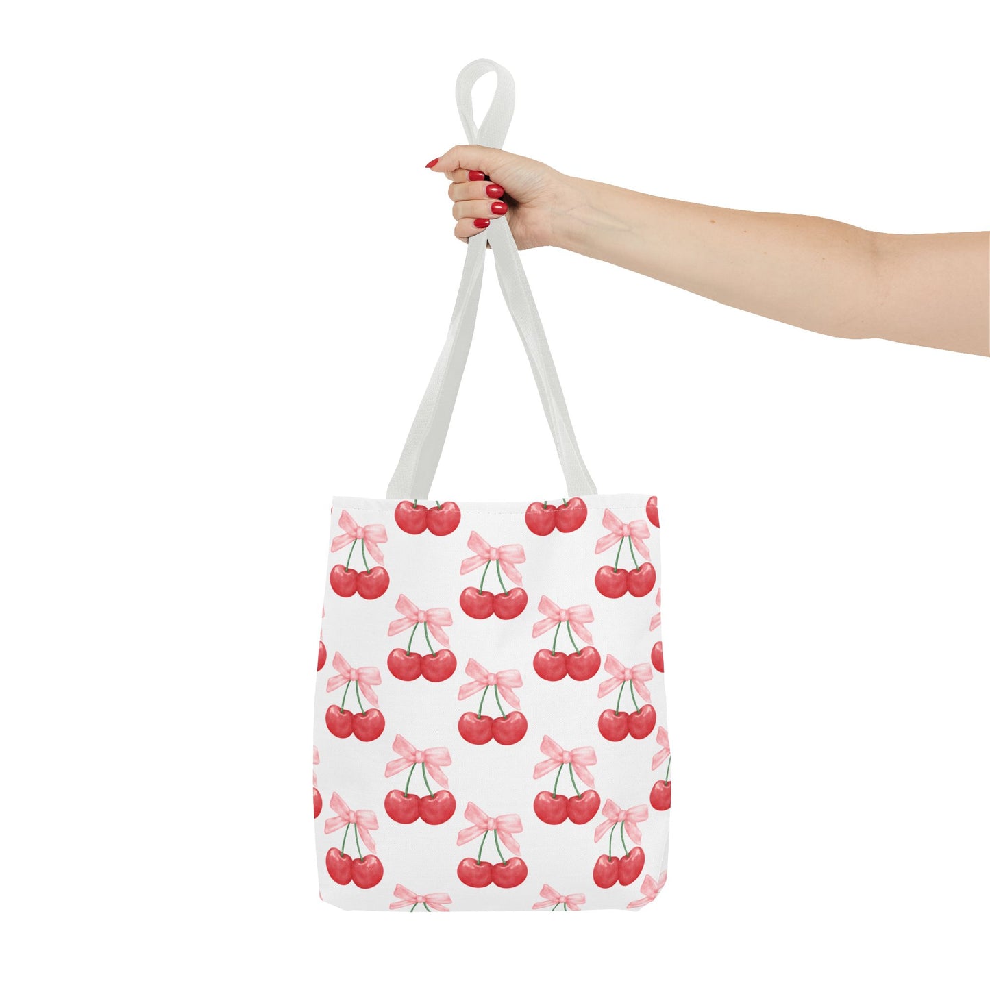 Coquette Pink Bows & Cherries Tote Bag