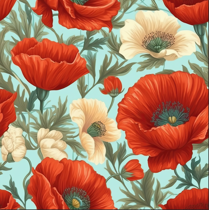 Red poppy floral pattern Sipper glass at Orange Moon