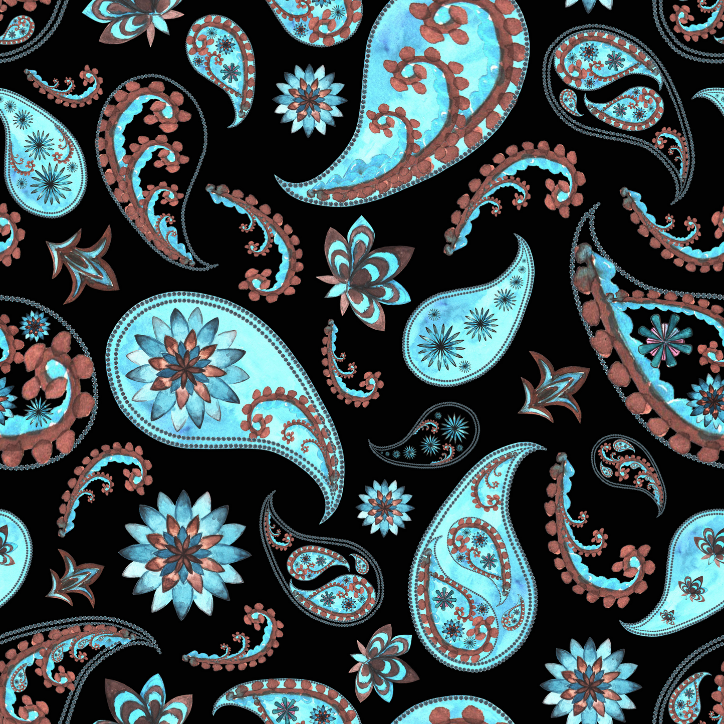 Turquoise Paisley Tote Bag