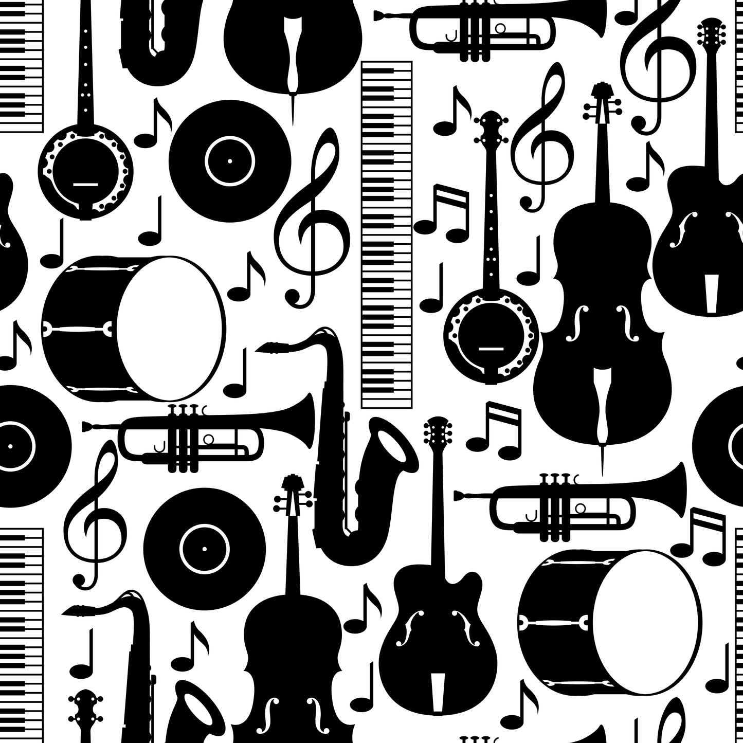 Black and White Music Icon Sipper Glass
