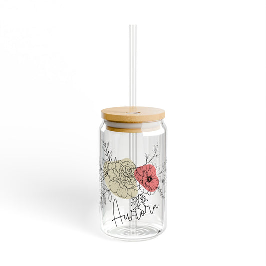Personalized Iced Coffee Cup Floral Retro