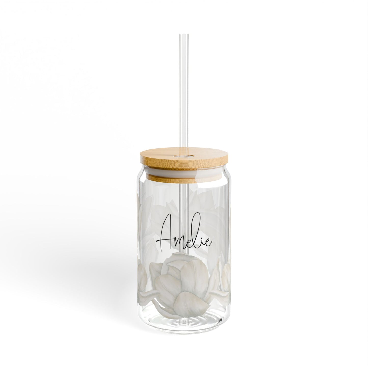 Personalized with Flower Selection and Your Name Sipper Glass