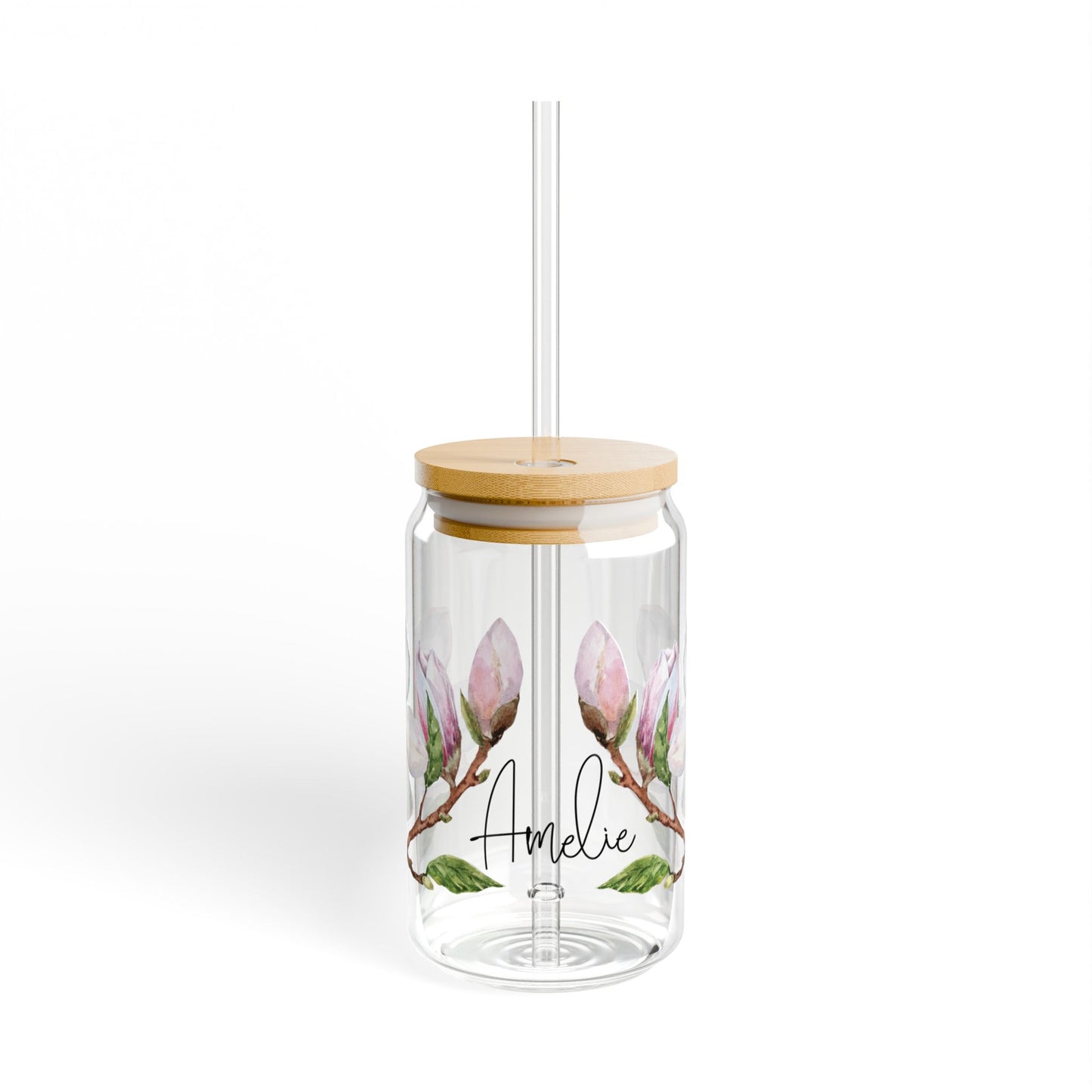 Personalized with Flower Selection and Your Name Sipper Glass