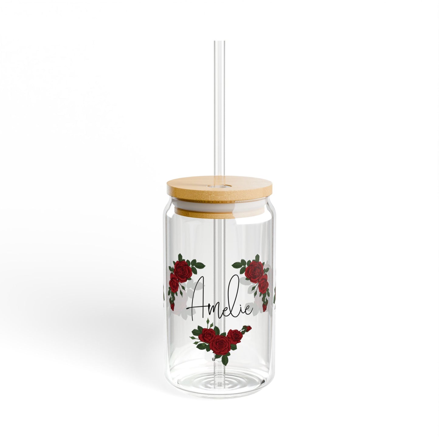 Personalized with Flower Selection and Your Name Sipper Glass