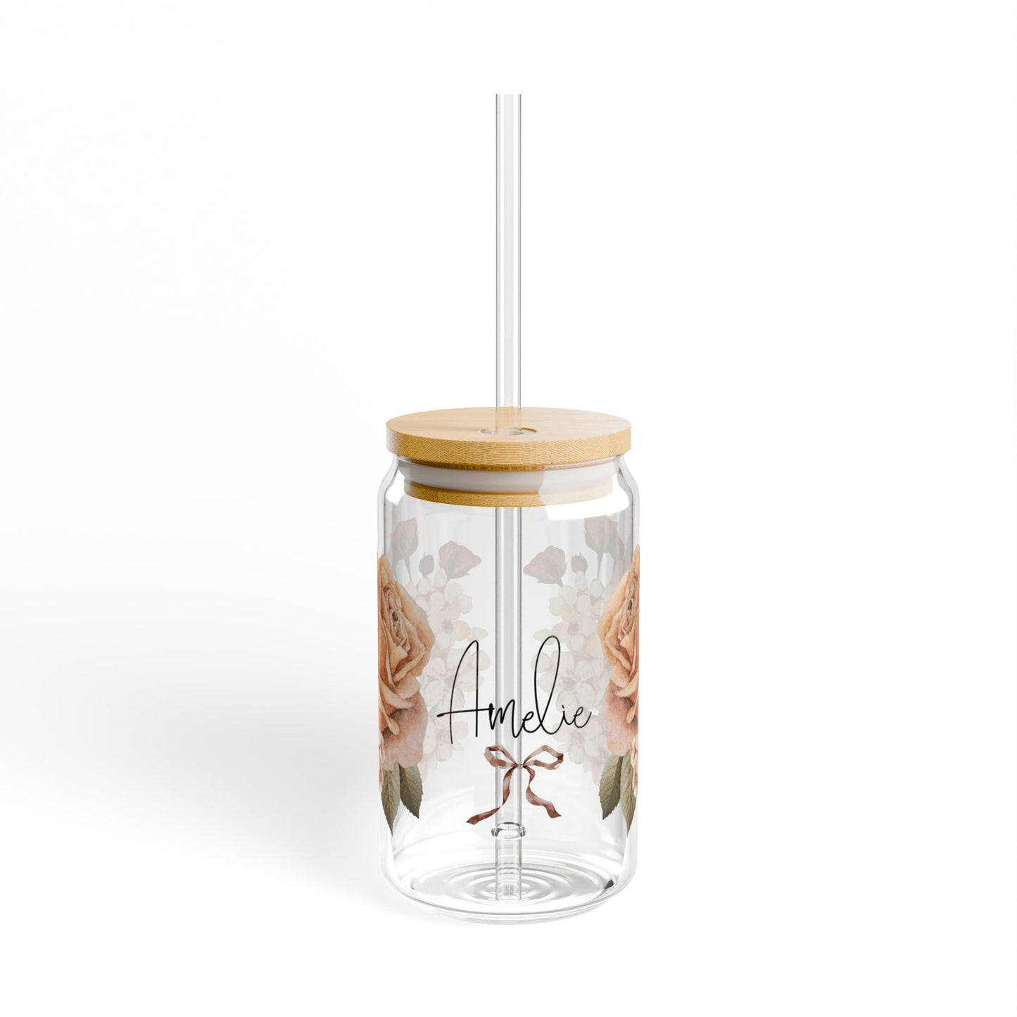 Personalized with Flower Selection and Your Name Sipper Glass