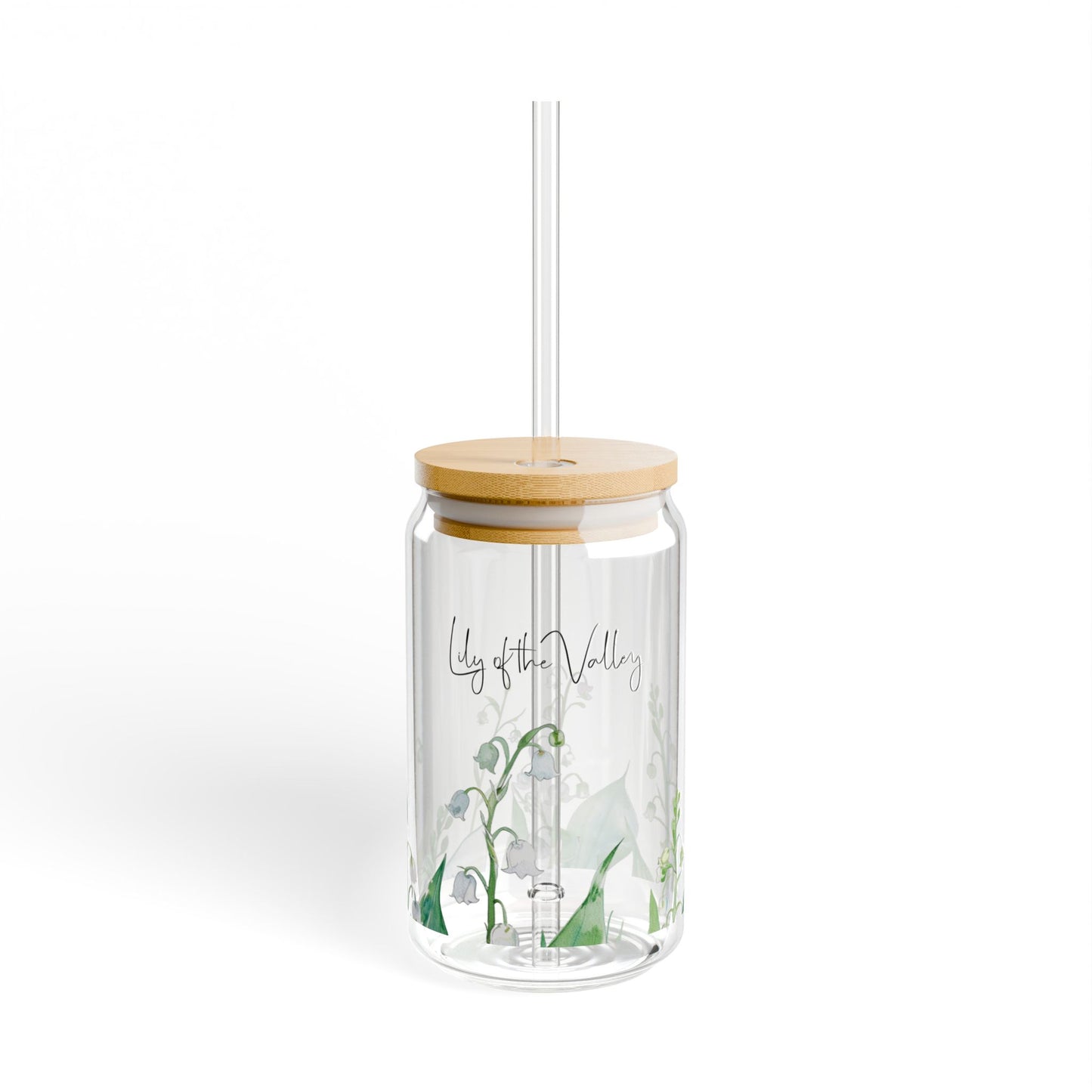 Custom Sipper Glass Can Wrap Round 12 month Birthflowers 16oz Glass