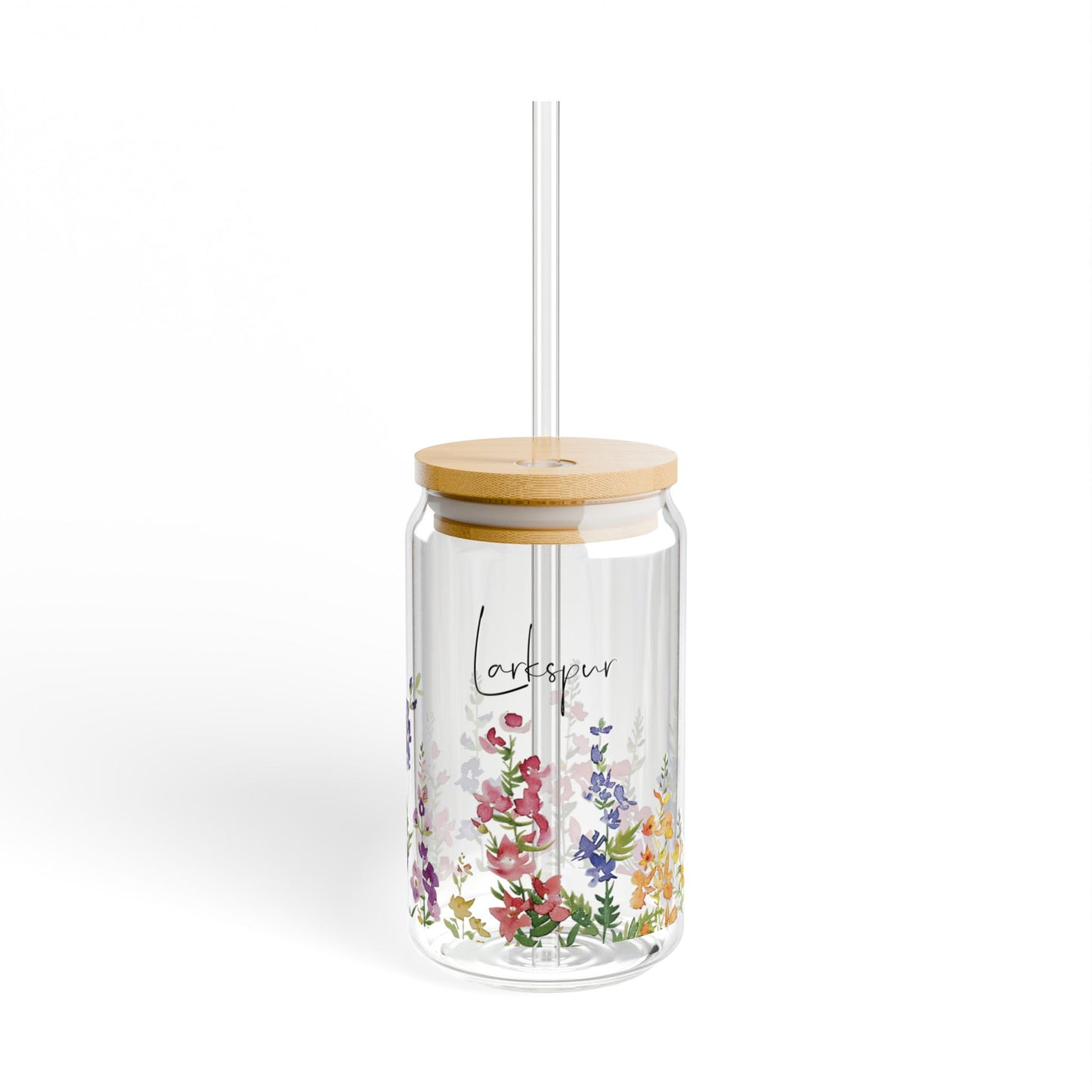 Custom Sipper Glass Can Wrap Round 12 month Birthflowers 16oz Glass