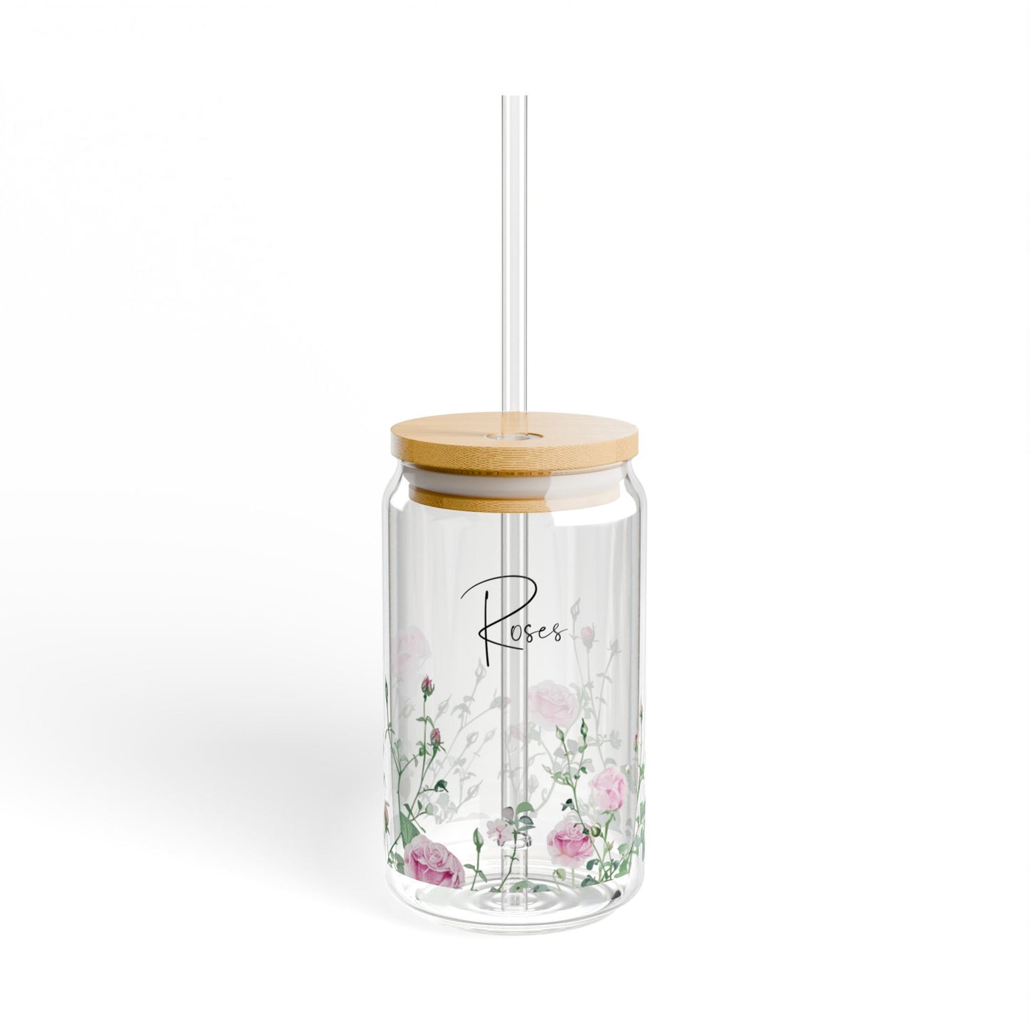 Custom Sipper Glass Can Wrap Round 12 month Birthflowers 16oz Glass