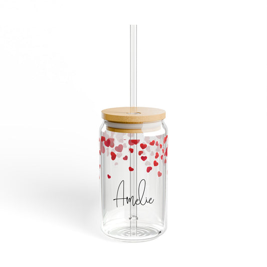 Personalized 16oz Glass Can with Your Name and Vibrant Colors and Various Design Options.