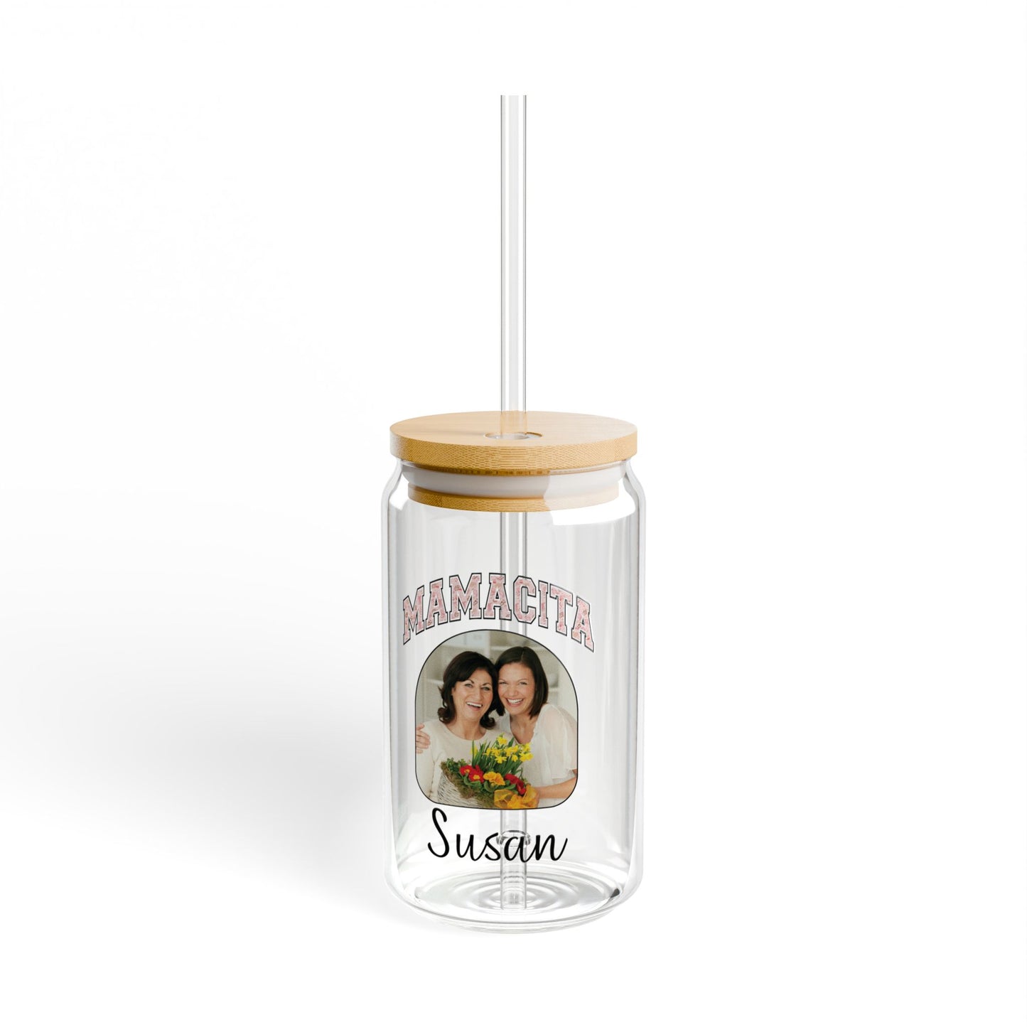Personalized Mamacita Sipper Glass with Moms Photo and Name
