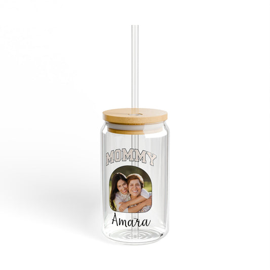 Mommy Custom Name and Photo Sipper Glass Can Gift for Mom