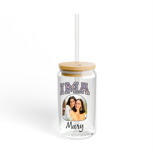 Personalized Sipper Glass with Ima Name and Photo