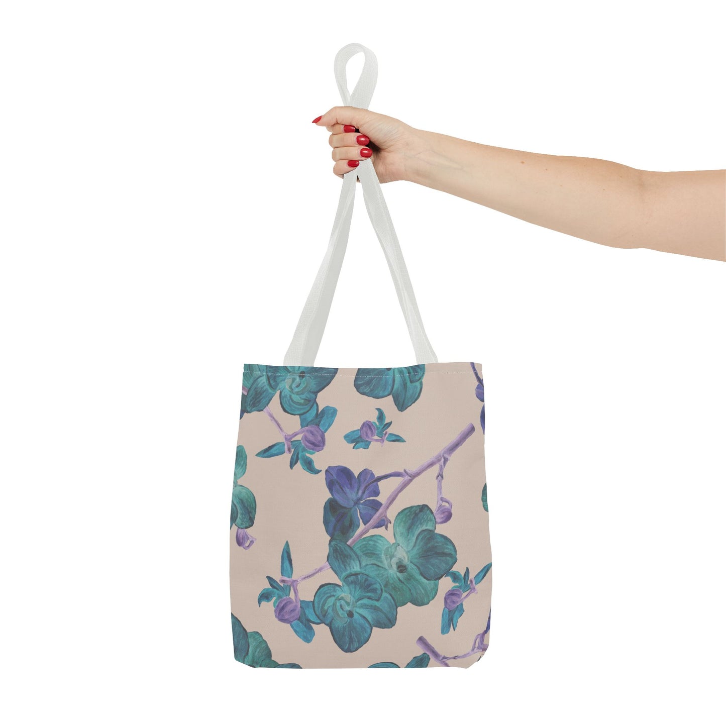 Teal Orchids Tropical Floral Tote Bag