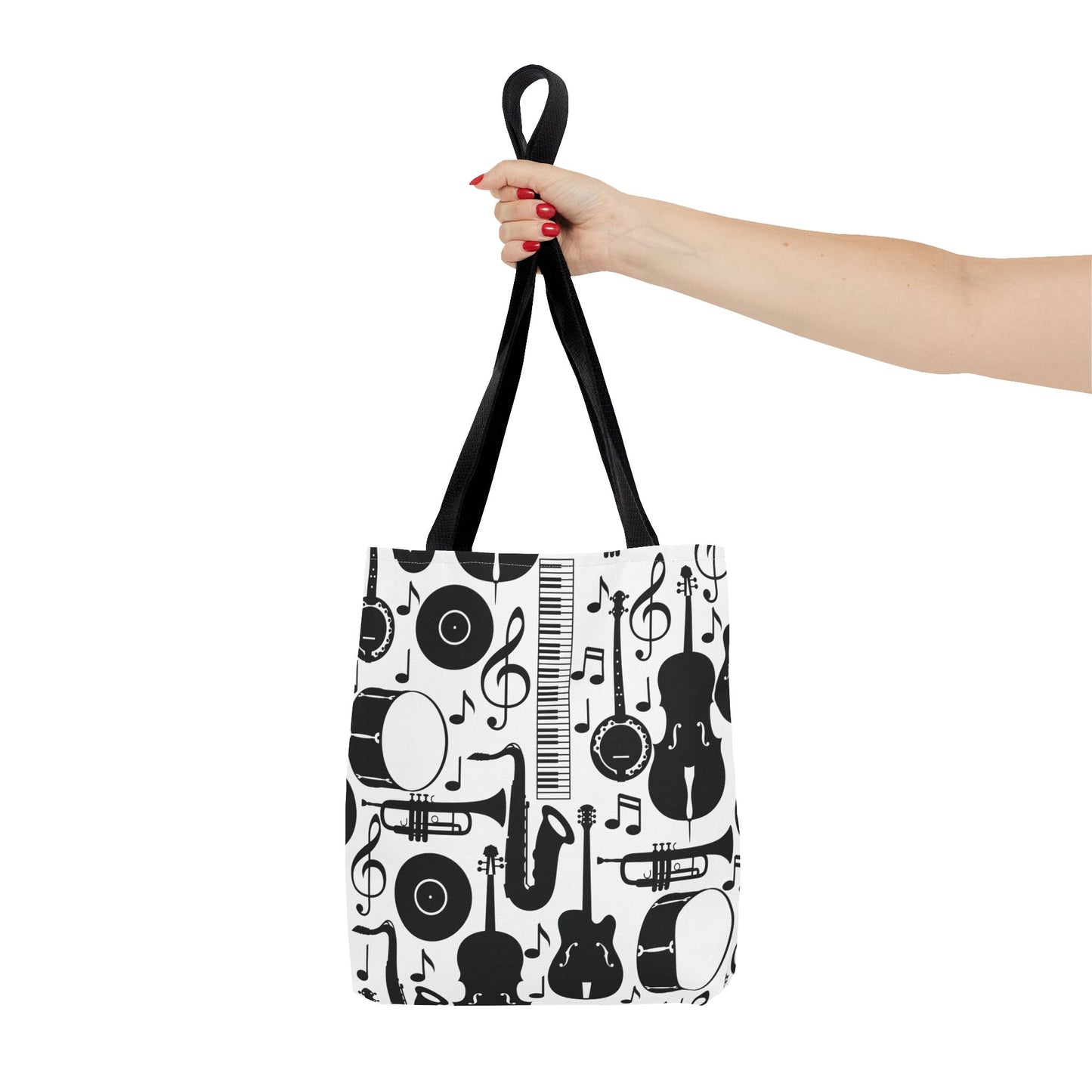 Retro Vintage Monochrome Musical Instruments Tote Bag