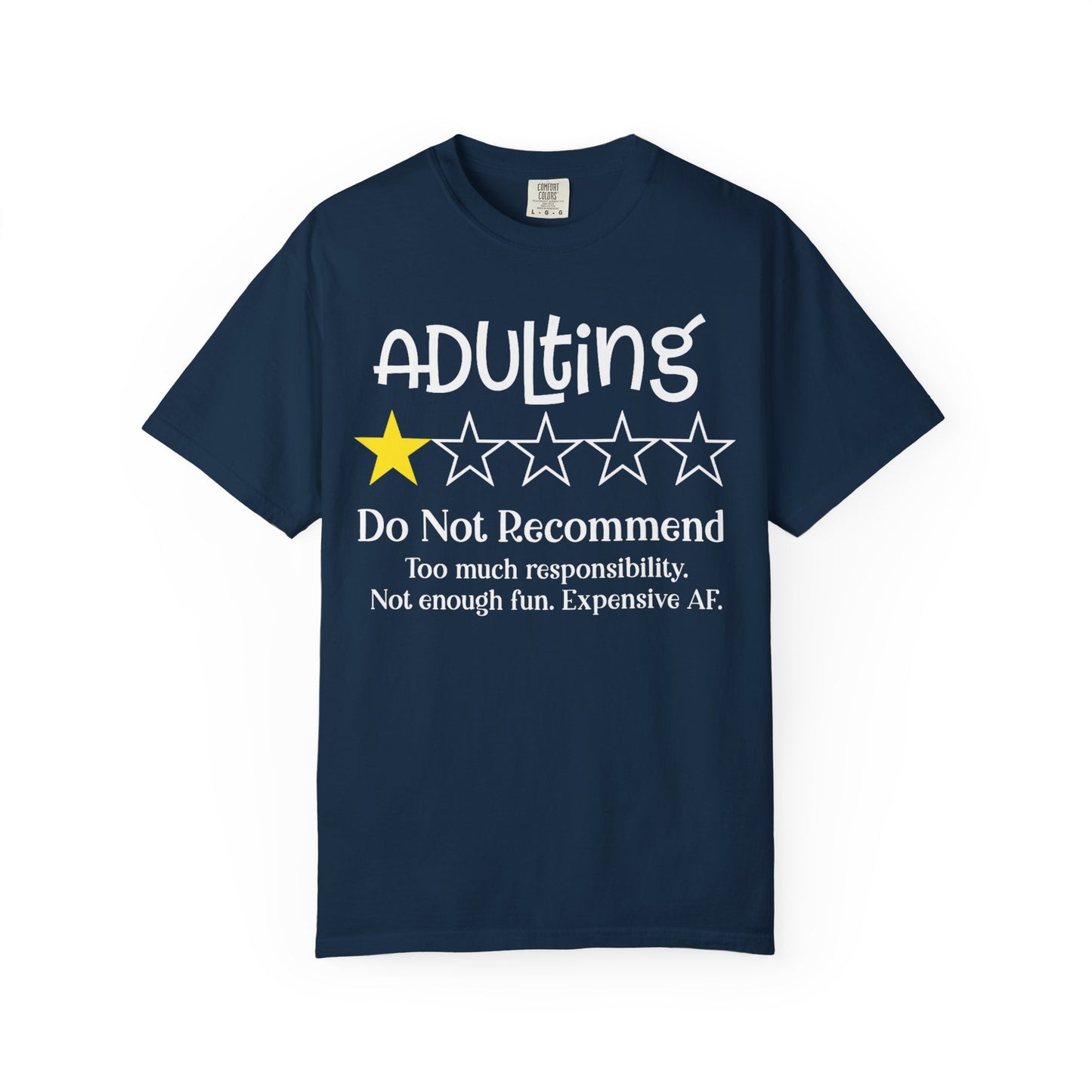Adulting Review T-Shirt, Funny Gift for Millennials, Humor Tee for Stress Relief, Casual Everyday Wear, Great Birthday Gift