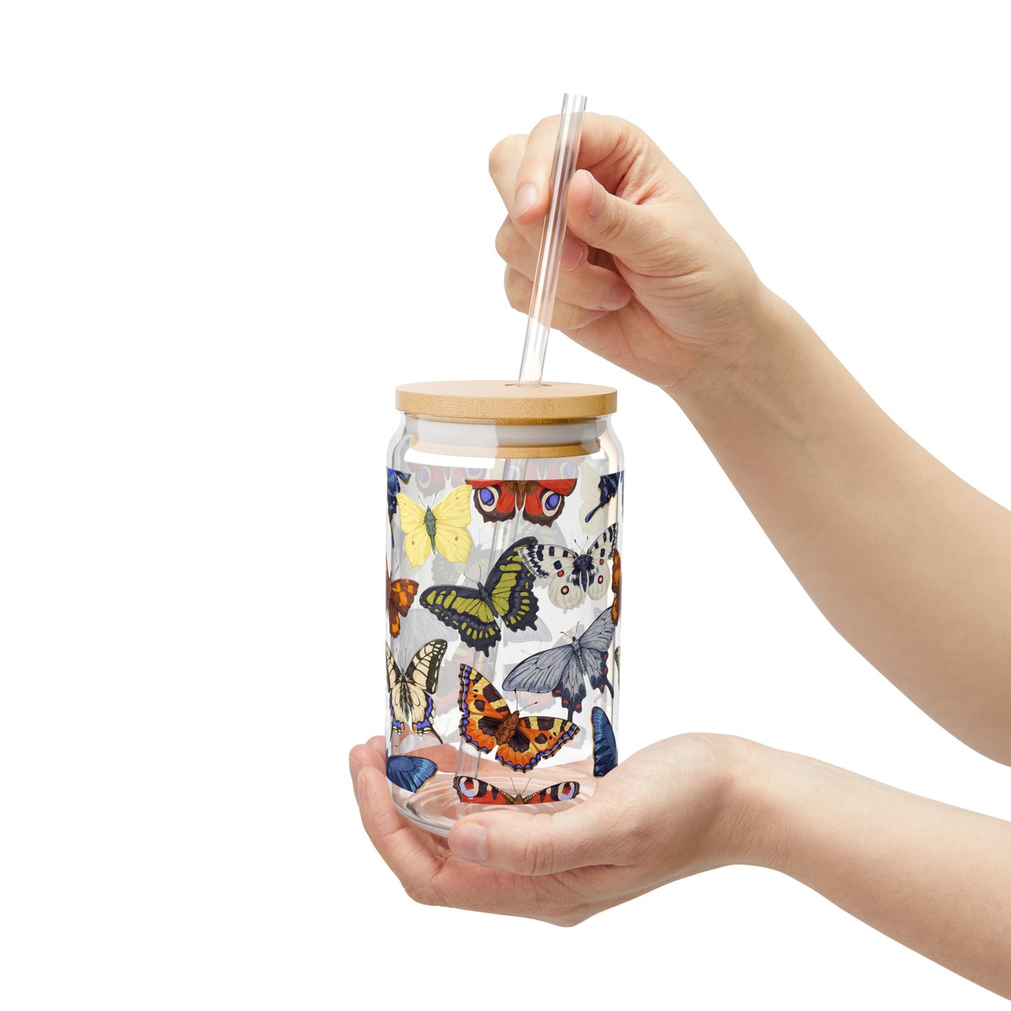 Butterflies pattern Sipper glass at Orange Moon