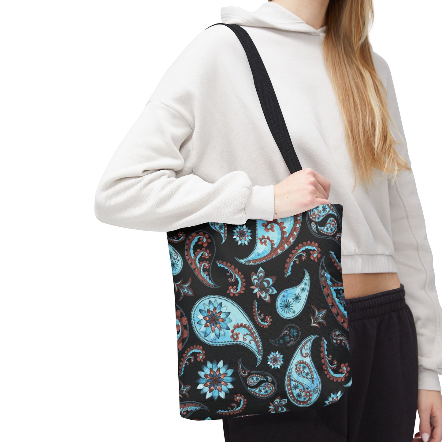Turquoise Paisley Tote Bag