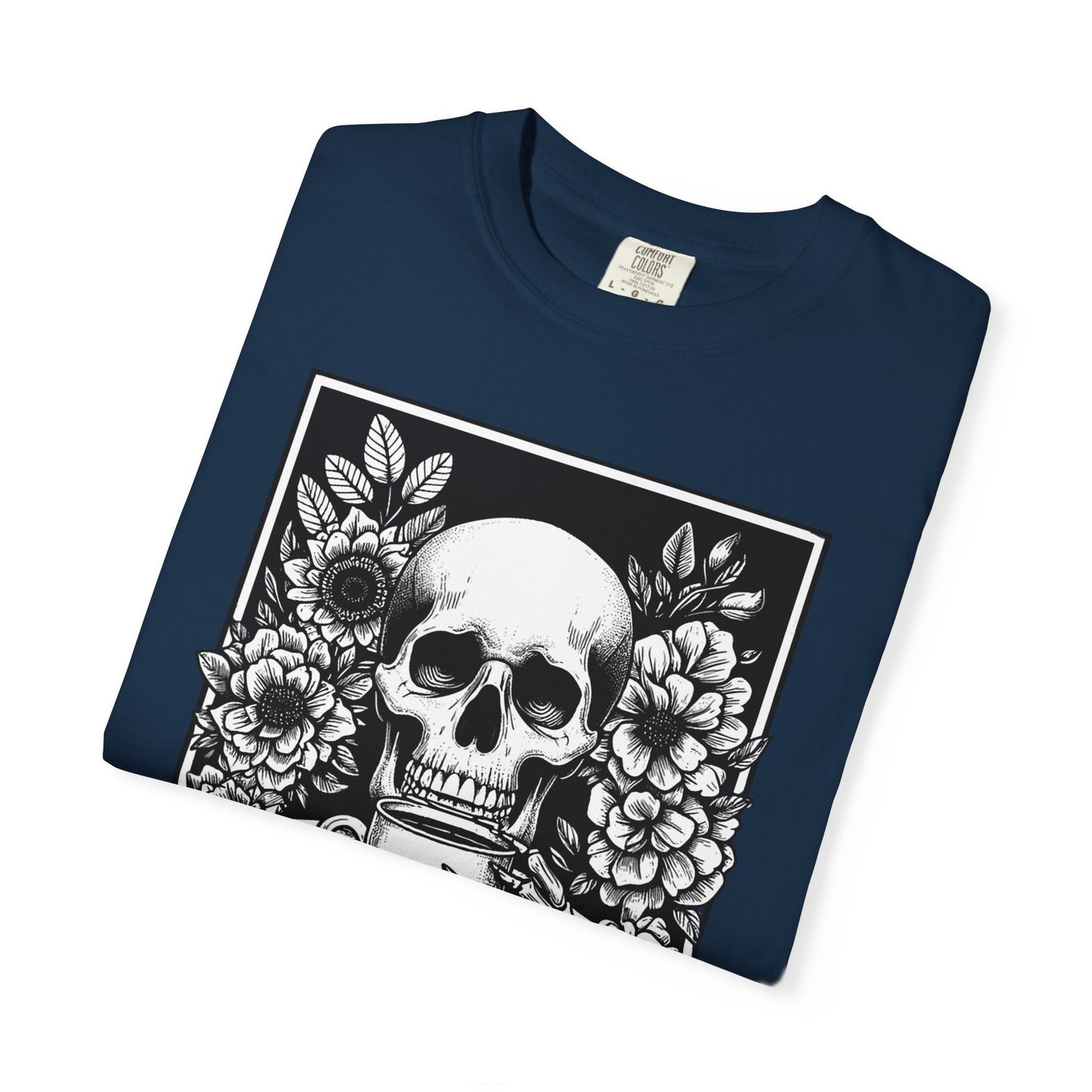 Skull Coffee T-Shirt, Funny Gift for Millennials, Humor Tee for Stress Relief, Casual Everyday Wear, Great Birthday Gift