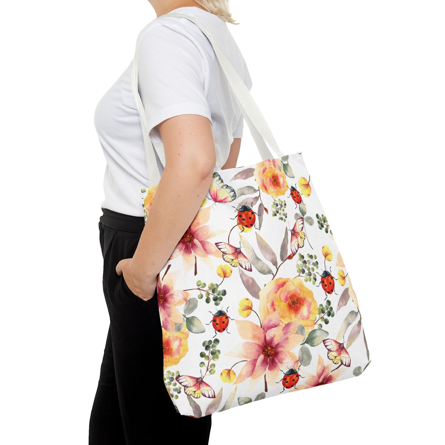 Floral All over print tote bag available at Orange Moons