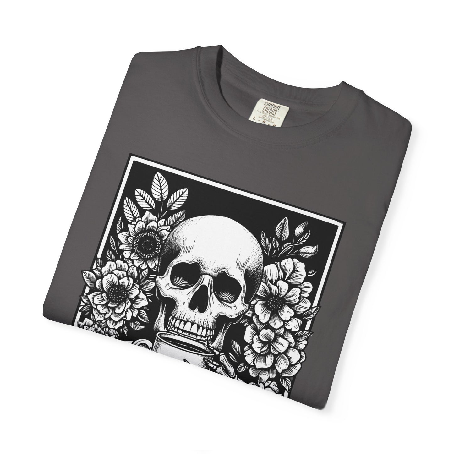 Skull Coffee T-Shirt, Funny Gift for Millennials, Humor Tee for Stress Relief, Casual Everyday Wear, Great Birthday Gift