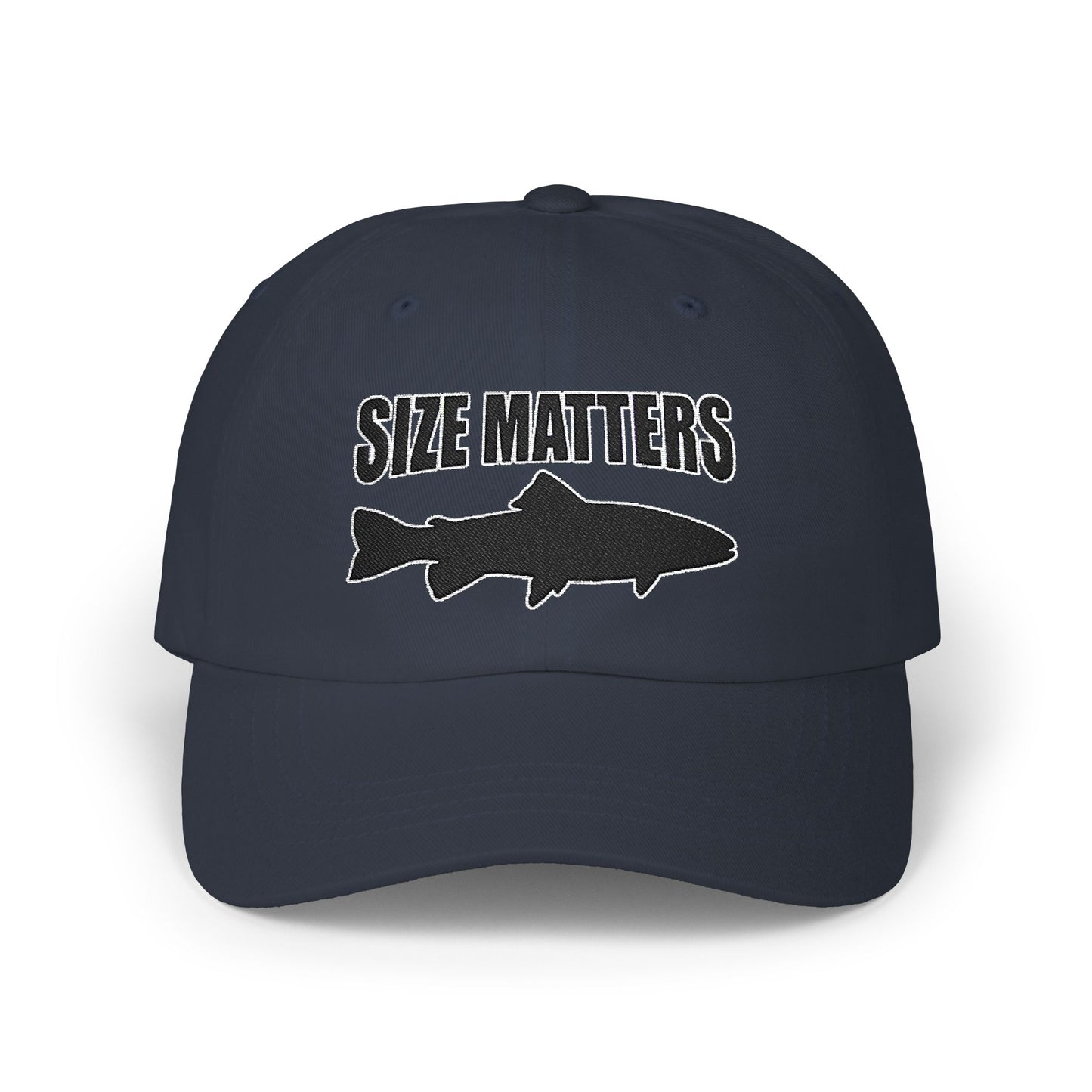 Size Matters - Fishing Hat, Luxurious Embroidered Classic Adjustable Cap, Unisex Embroidery Baseball Cap, Trucker Hat