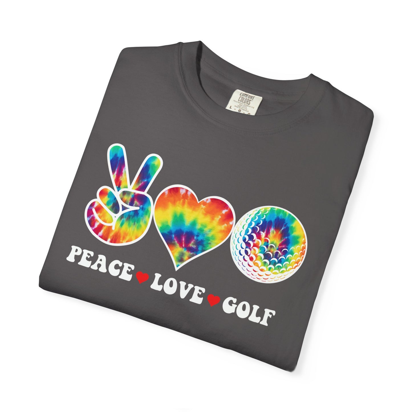 Peace Love Golf T-shirt, Funny Tee, Hippie Golf Tee, Tie Dye Golf Shirt