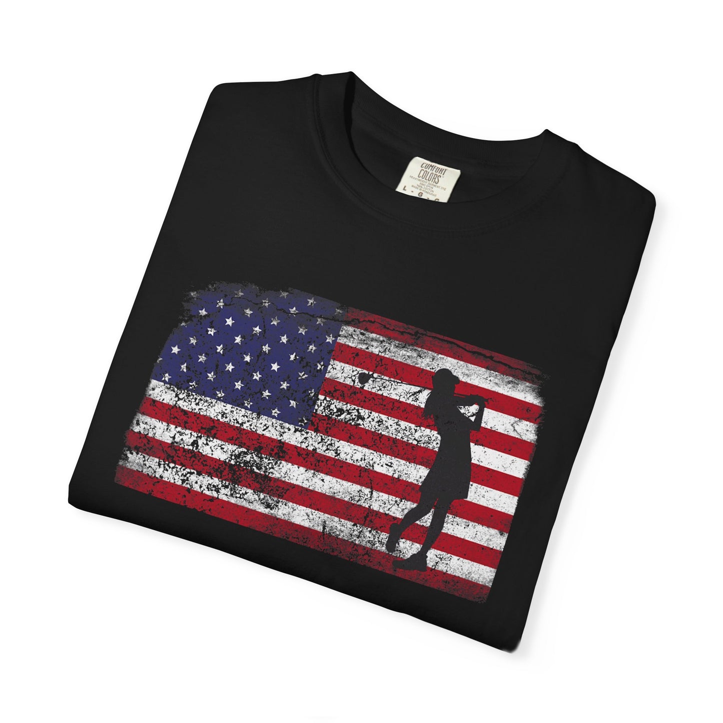 American Flag Women's Golf T-shirt Tee