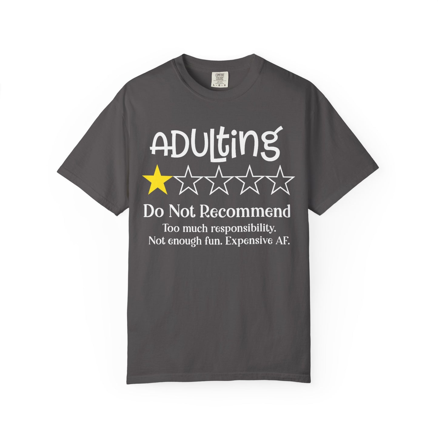 Adulting Review T-Shirt, Funny Gift for Millennials, Humor Tee for Stress Relief, Casual Everyday Wear, Great Birthday Gift