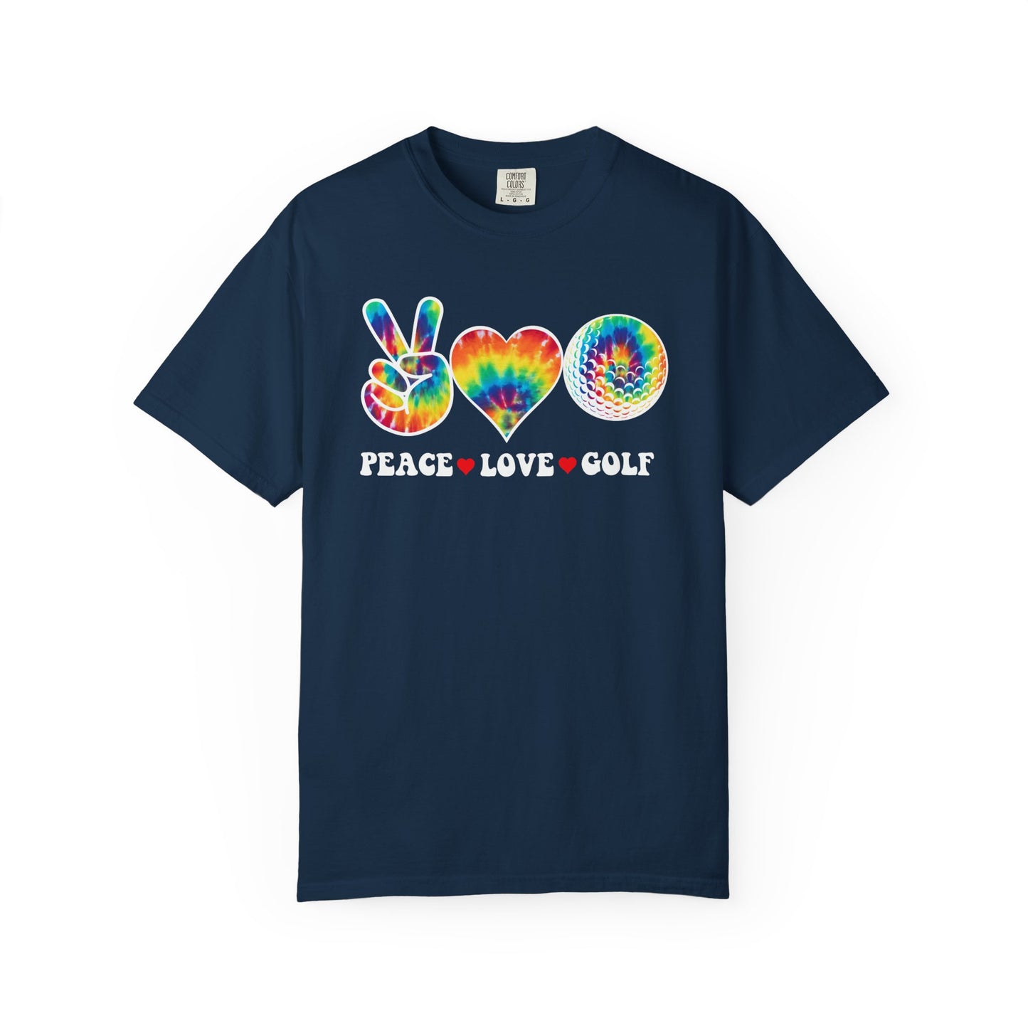 Peace Love Golf T-shirt, Funny Tee, Hippie Golf Tee, Tie Dye Golf Shirt