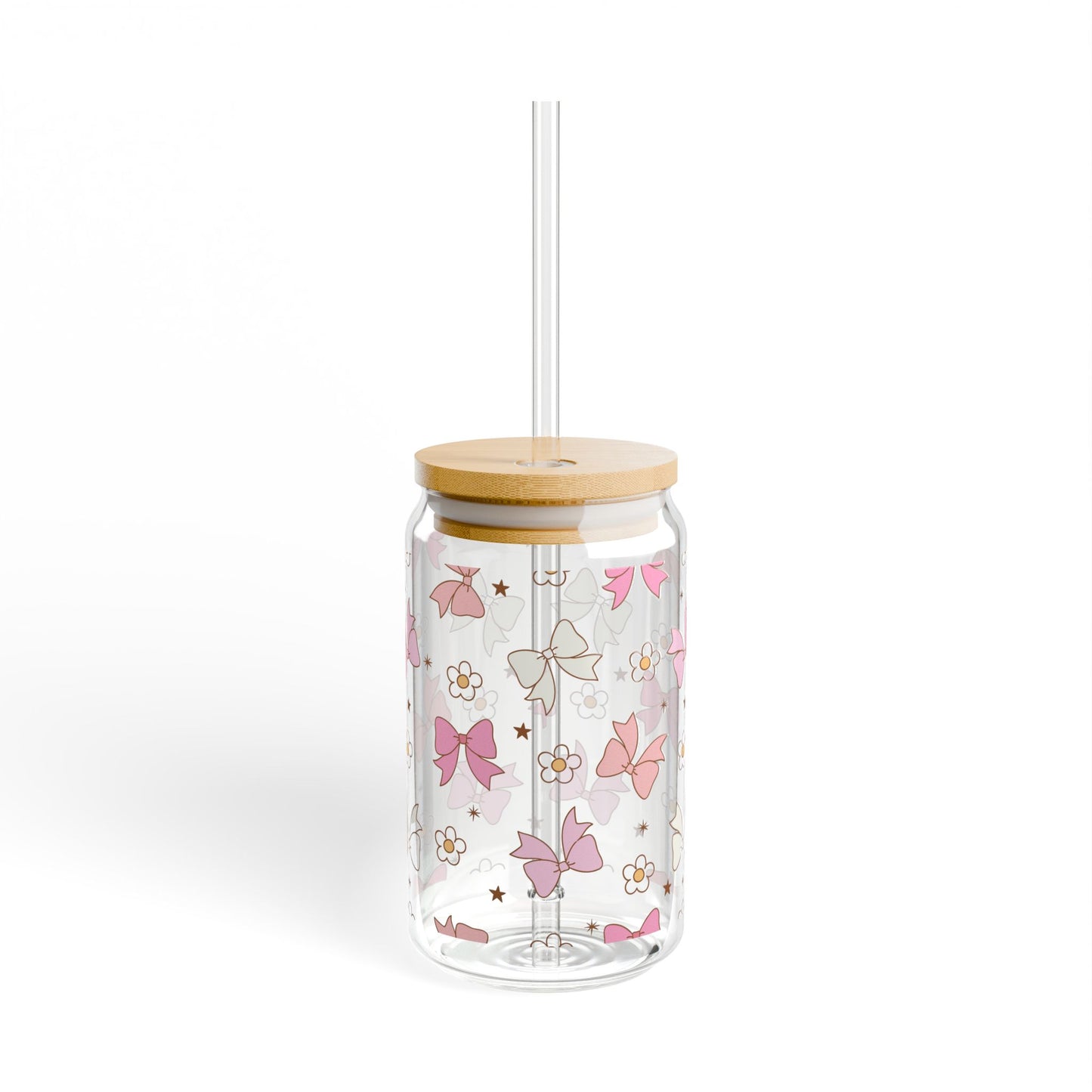 Pink ribbon pattern Sipper glass at Orange Moon