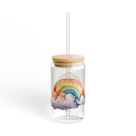 Rainbow pattern Sipper Glass