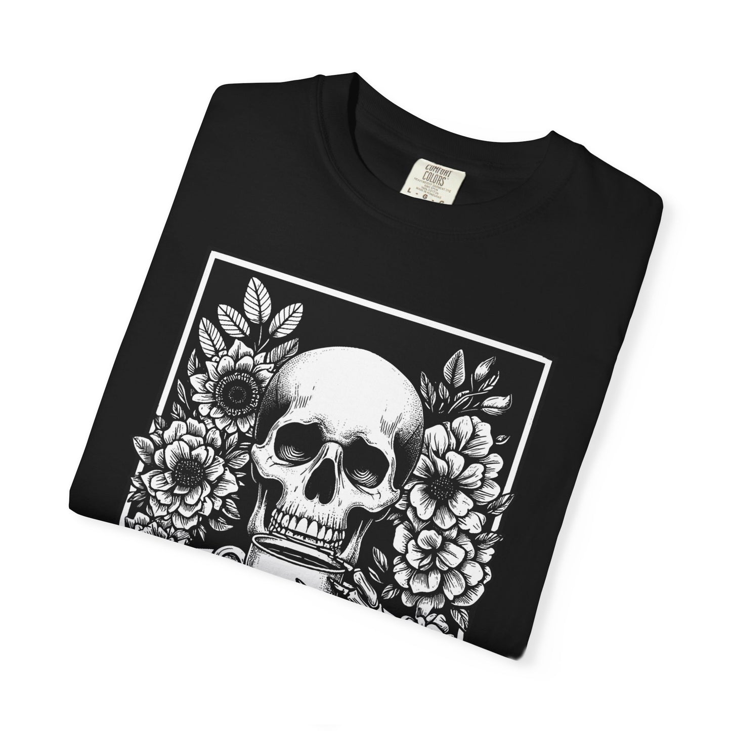 Skull Coffee T-Shirt, Funny Gift for Millennials, Humor Tee for Stress Relief, Casual Everyday Wear, Great Birthday Gift