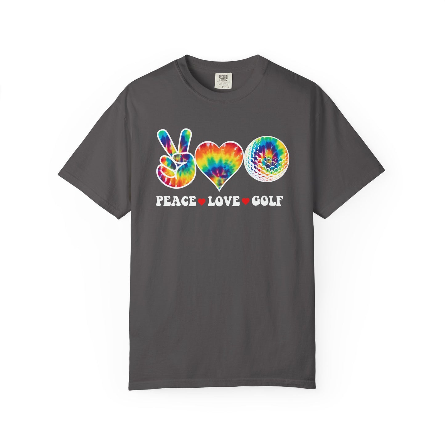 Peace Love Golf T-shirt, Funny Tee, Hippie Golf Tee, Tie Dye Golf Shirt